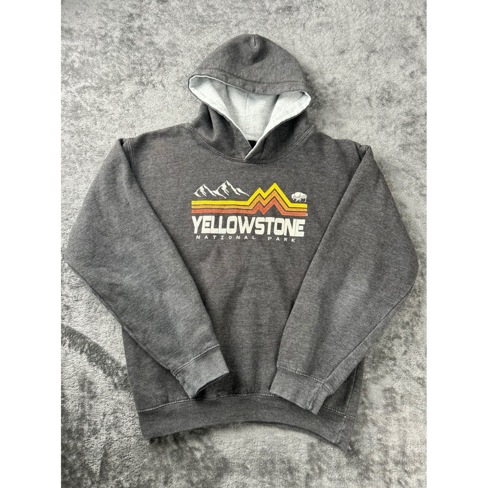 Prairie Mountain Yellowstone National Park Hoodie Kids 14/16 Gray Pullover